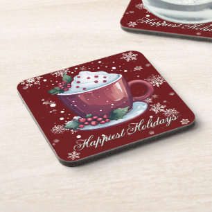 Dessous-de-verre Tasse de chocolat chaud de Noël Rouge