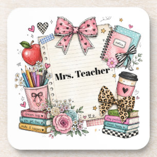 Dessous-de-verre Tasse personnalisée pour enseignant, style mignon,
