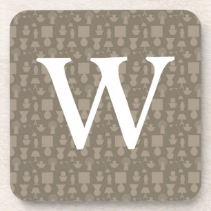 Dessous-de-verre Taupe clair avec monogramme personnalisé