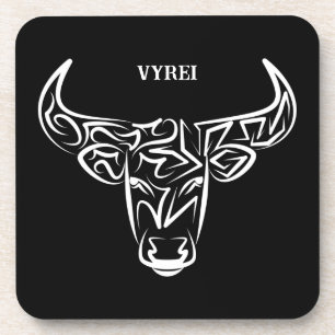 Dessous-de-verre Taureau tribal noir et blanc / Ox