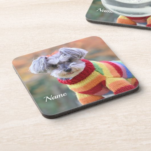 Dessous-de-verre Teacup Schnauzer Chien chiot dans un pull (Côté gauche)