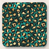 Dessous-de-verre Teal et Gold Série Léopard Design 3 (Devant)