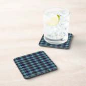 Dessous-de-verre Teal & Navy Tartan Plaid Pattern Plastic Coasters  (Côté Droit)