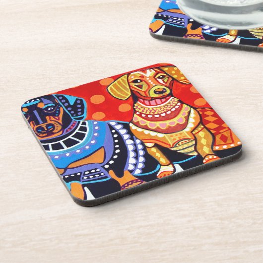 Dessous-de-verre Teckels par Heather Galler (Côté gauche)