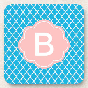 Dessous-de-verre Tendance, élégant, cool, moderne aqua bleu quatref