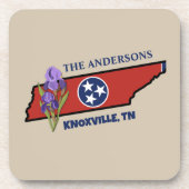 Dessous-de-verre Tennessee Drapeau et Fleur pourpre Iris Texte pers (Devant)