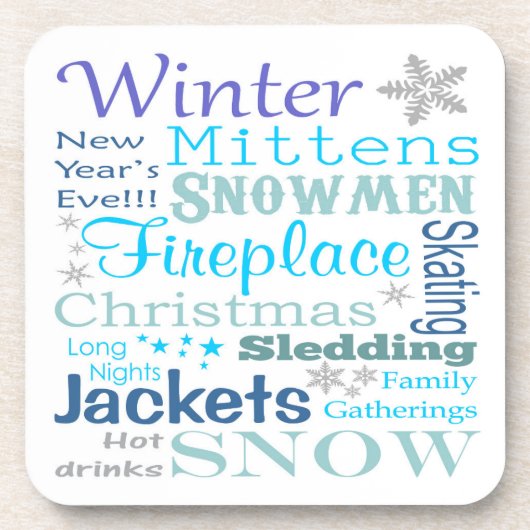 Dessous-de-verre Termes fermiers de typographie hivernale mignonne (Devant)