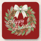 Dessous-de-verre Terrain Décembre Classé Avec Vacances Bow Blanc (Devant)