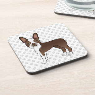 Dessous-de-verre Térrier de Boston marron Chien de dessin animé mig