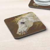 Dessous-de-verre Tête d'un cheval Arabe gris (huile sur la toile (Côté gauche)