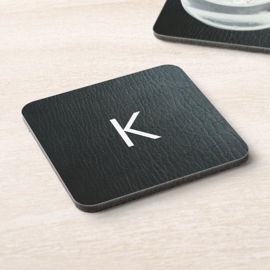 Dessous-de-verre Texture en cuir noir monogramme Faux (Côté gauche)