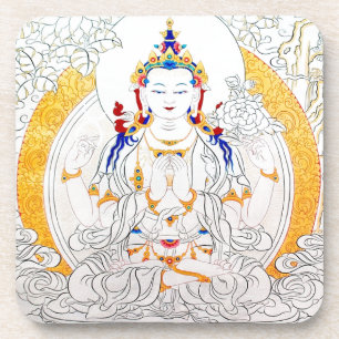 DESSOUS-DE-VERRE THANGKA PEIGNANT L'ART DU THIBET