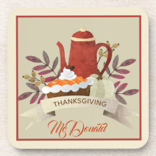 Dessous-de-verre Thanksgiving Pie and Coffe Pot Design Dessous de v