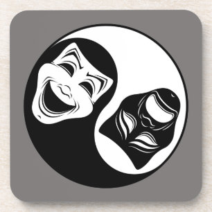 Dessous-de-verre Théâtre Yin Yang Design - Masques de comédie et de