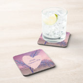 Dessous-de-verre Thème côtier Pastel Valentine Pink Sunset Beach (Côté Droit)