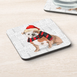 Dessous-de-verre Thème d'hiver Français Bulldog Woof Word Art