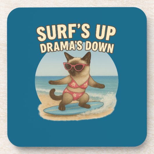 Dessous-de-verre Thème surf pour chat siamois (Devant)