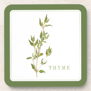 Dessous-de-verre THYM FRESH Coasters en plastique dur (+texte) Vert