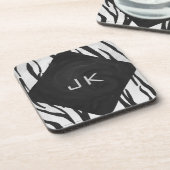 Dessous-de-verre Tigre Monogramme noir et blanc (Côté gauche)