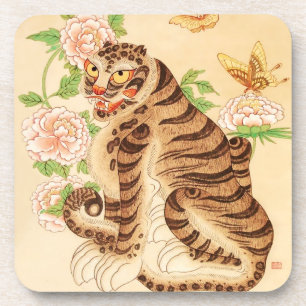 Dessous-de-verre Tigre rayé coréen Vintage Minhwa