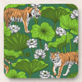 Dessous-de-verre Tigres dans l'étang blanc de lotus (Devant)