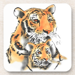 Dessous-de-verre Tigress and Cub
