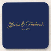 Dessous-de-verre Timeless Navy Blue and Gold Wedding Favor (Devant)