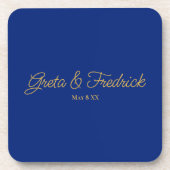 Dessous-de-verre Timeless Royal Blue and Gold Wedding Favor (Devant)