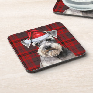 Dessous-de-verre Tirelire Schnauzer de Noël Chien Rouge Carreaux Fê