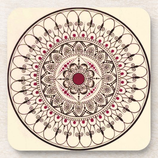 Dessous de verre tirés par la main de mandala (Devant)