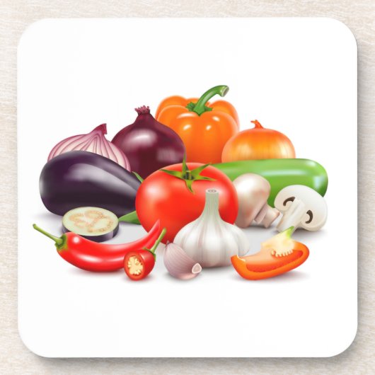 Dessous-de-verre Tomates Asparagus Beets Aquarelle Légumes (Devant)