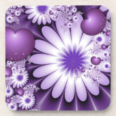 Dessous-de-verre Tomber dans l'amour Fleurs Abstraites et Coeurs Fr (Devant)