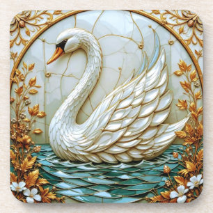 Dessous-de-verre Tons bijou de cygne vitrail