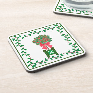 Dessous-de-verre Topiaires de Noël Holly Berry arbre Topiary Beve