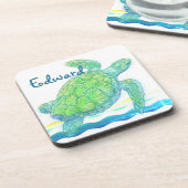 Dessous-de-verre Tortue bleue et verte (Côté gauche)