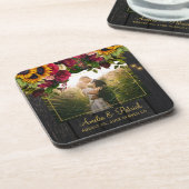 Dessous-de-verre Tournesol rustique et photo mariage rose préférée (Côté gauche)