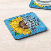 Dessous-de-verre Tournesol tiré à la main et citation (Côté gauche)