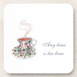 Dessous-de-verre Tout le temps est le tea time Tea Slogan Citation<br><div class="desc">A tout moment, c'est l'heure du thé, avec une tasse de thé vintage avec des roses (© Mira et Georgiana). Une citation à thé et un design pour ceux qui utilisent cette boisson comme carburant et inspiration, et qui la boivent dans des moments de relaxation ainsi que des moments de...</div>