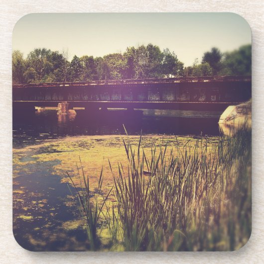 Dessous-de-verre Traces ferroviaires traversant la rivière (Devant)