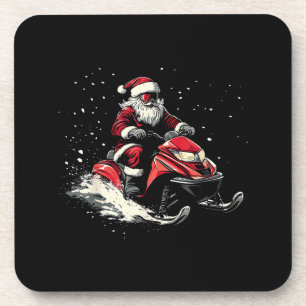 Dessous-de-verre Traîneau à moteur de motoneige du Père Noël drôle