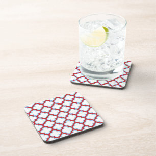 Dessous-de-verre Trellis blanc et rouge, treillis, Quatrefoil