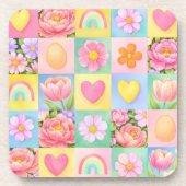 Dessous-de-verre Trendy Floral Checkerboard Spring Pattern (Devant)