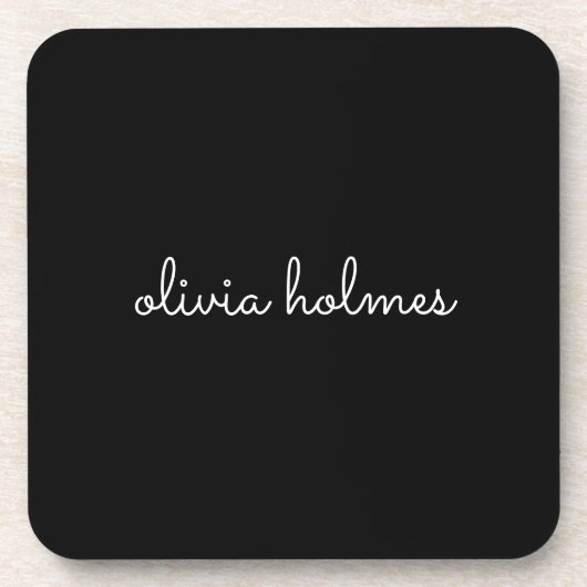 Dessous-de-verre Trendy Monogram | Name de script noir moderne (Devant)