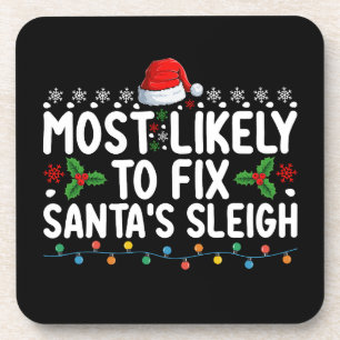 Dessous-de-verre Très Probable De Réparer Père Noël Sleigh Noël