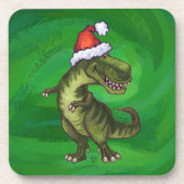 Dessous-de-verre TRex à Santa Hat sur Green (Devant)
