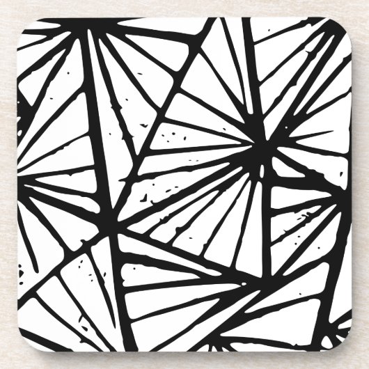 Dessous-de-verre Triangles Abstraits noir et blanc Coupe Lino (Devant)