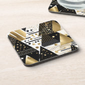 dessous de verre triangles or et noir abstrait (Côté gauche)