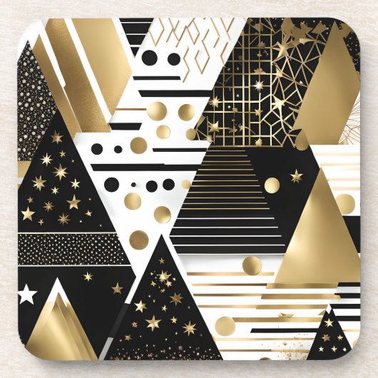 dessous de verre triangles or et noir abstrait (Devant)