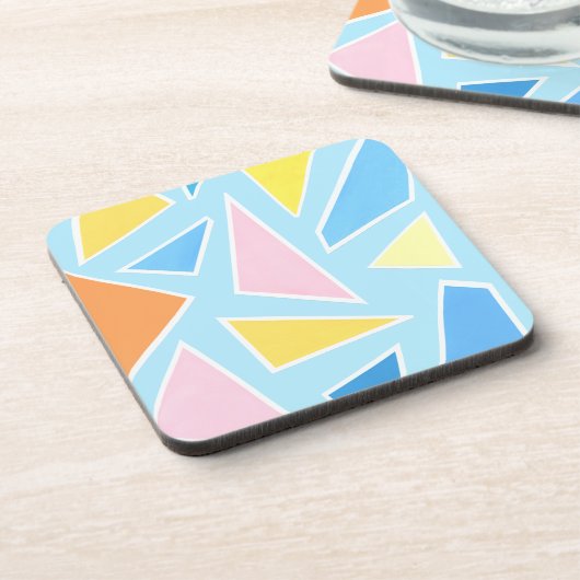 Dessous-de-verre Triangles pastel sur bleu pâle (Côté gauche)