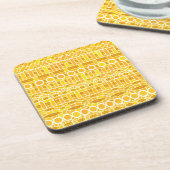 Dessous-de-verre Tribal Batik - moutarde or et orange (Côté gauche)